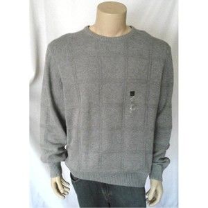 ARROW Crewneck Sweater Solid Gray Window Pane Knit 100% Cotton Mens Sizes